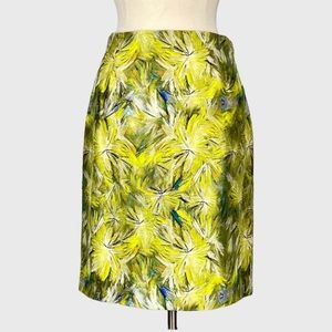 Doncaster Yellow Floral Silk Pencil Skirt 14